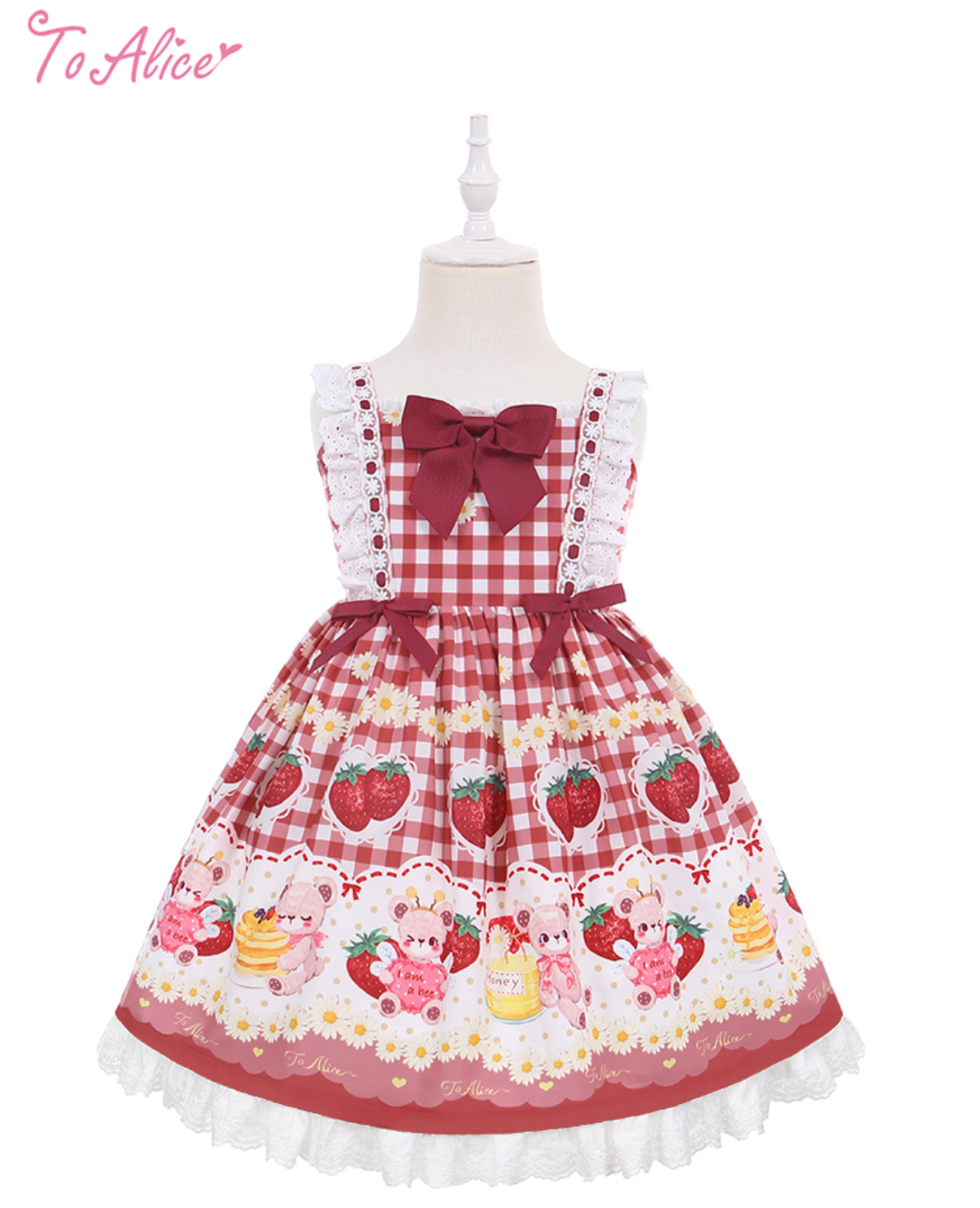 To Alice Strawberry Lolita EGL Cottagecore Red Dress - Photo 2
