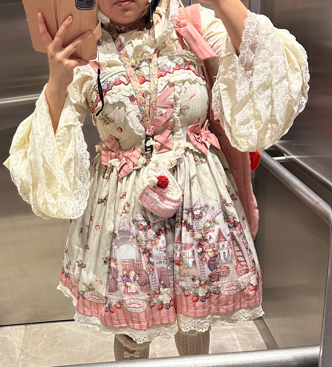 Mewrocco - Taobao Cottagecore Lolita EGL Green Pink Dress - Photo 4