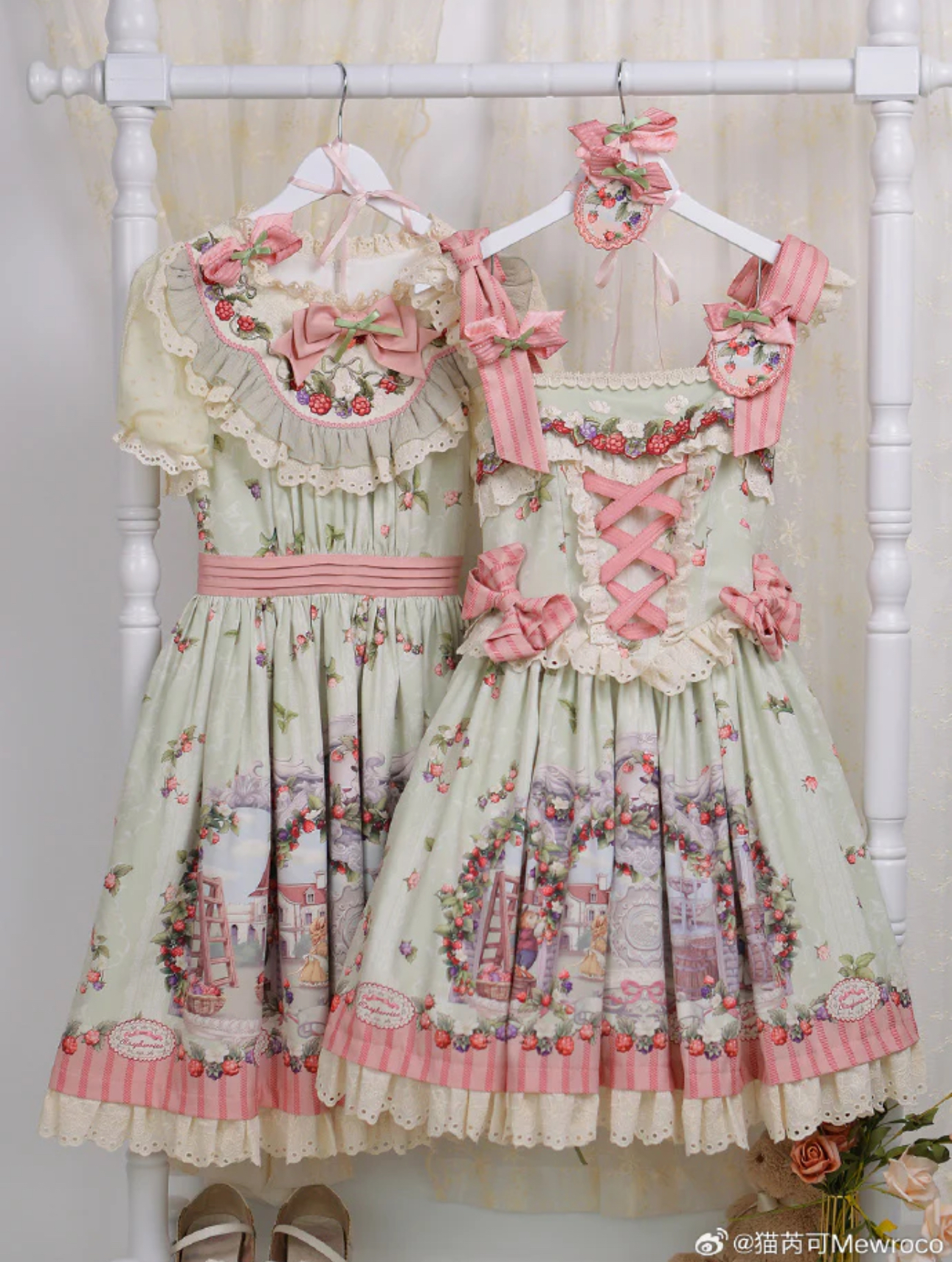Cottagecore Lolita EGL Green Pink Dress