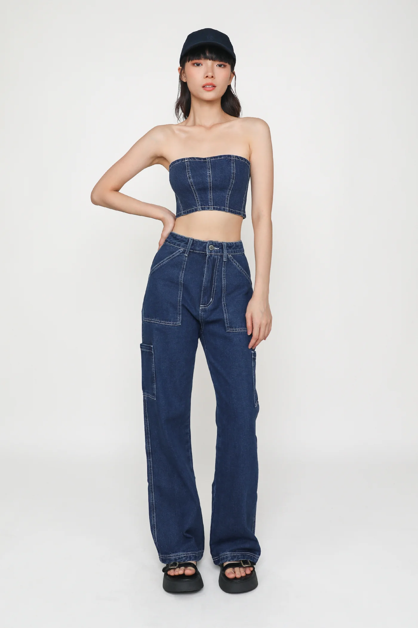 THE TINSEL RACK TTR Gabrielle Denim Tube Top (Dark Wash) in Size XS - Photo 4