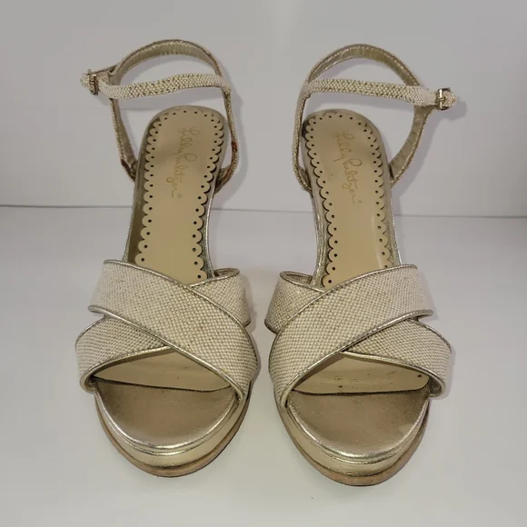 Lily Pulitzer Gold Wedges