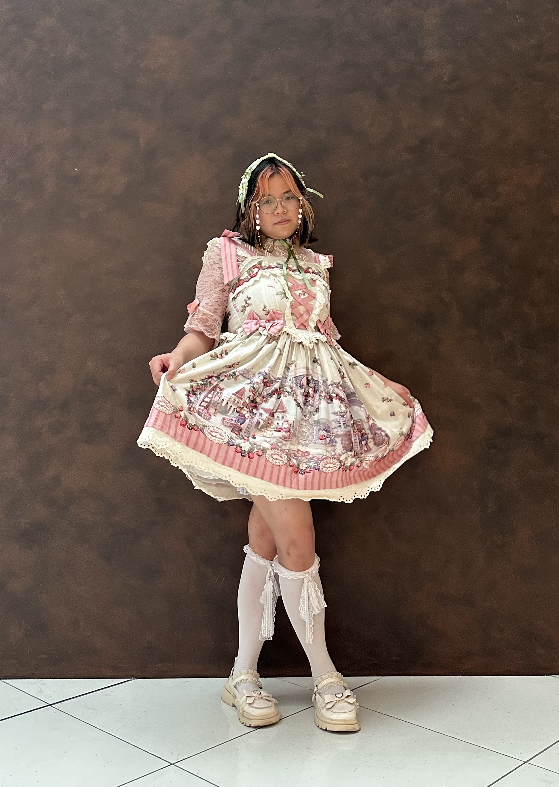 Mewrocco - Taobao Cottagecore Lolita EGL Green Pink Dress - Photo 5