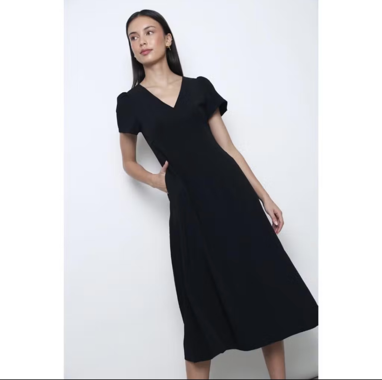 HOLLYHOQUE VENEZIA FIT FLARE MIDI DRESS BLACK