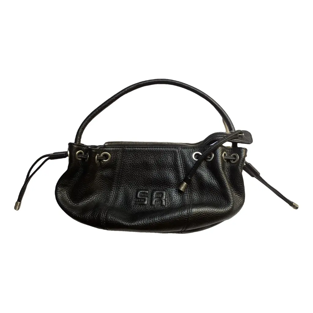 Sonia Rykiel black leather drawstring bag
