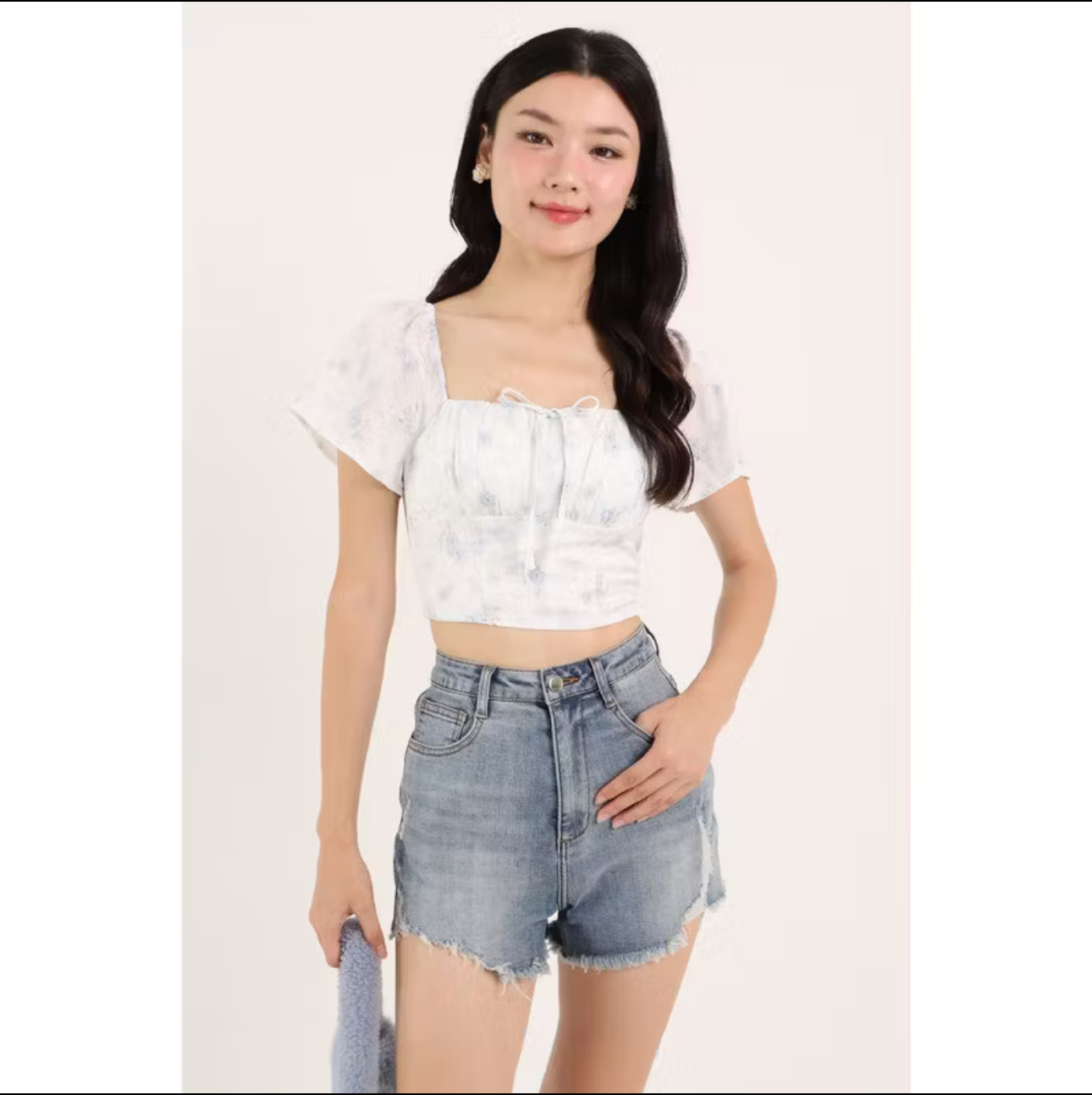 NEONMELLO COLETTE FLORAL TOP BLUE