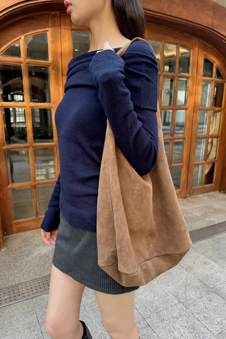 Minimalist Brown Suede Tote Bag