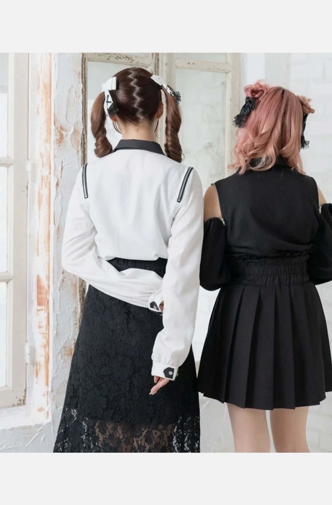 NoTag_Dearmylove No tag 2 way off shoulder zip blouse , dearmylove Jirai kei y2k  - Photo 3