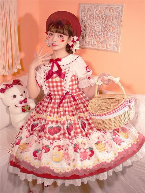 Strawberry Lolita EGL Cottagecore Red Dress
