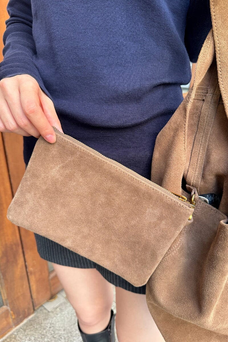 Brandy Melville Minimalist Brown Suede Tote Bag - Photo 3