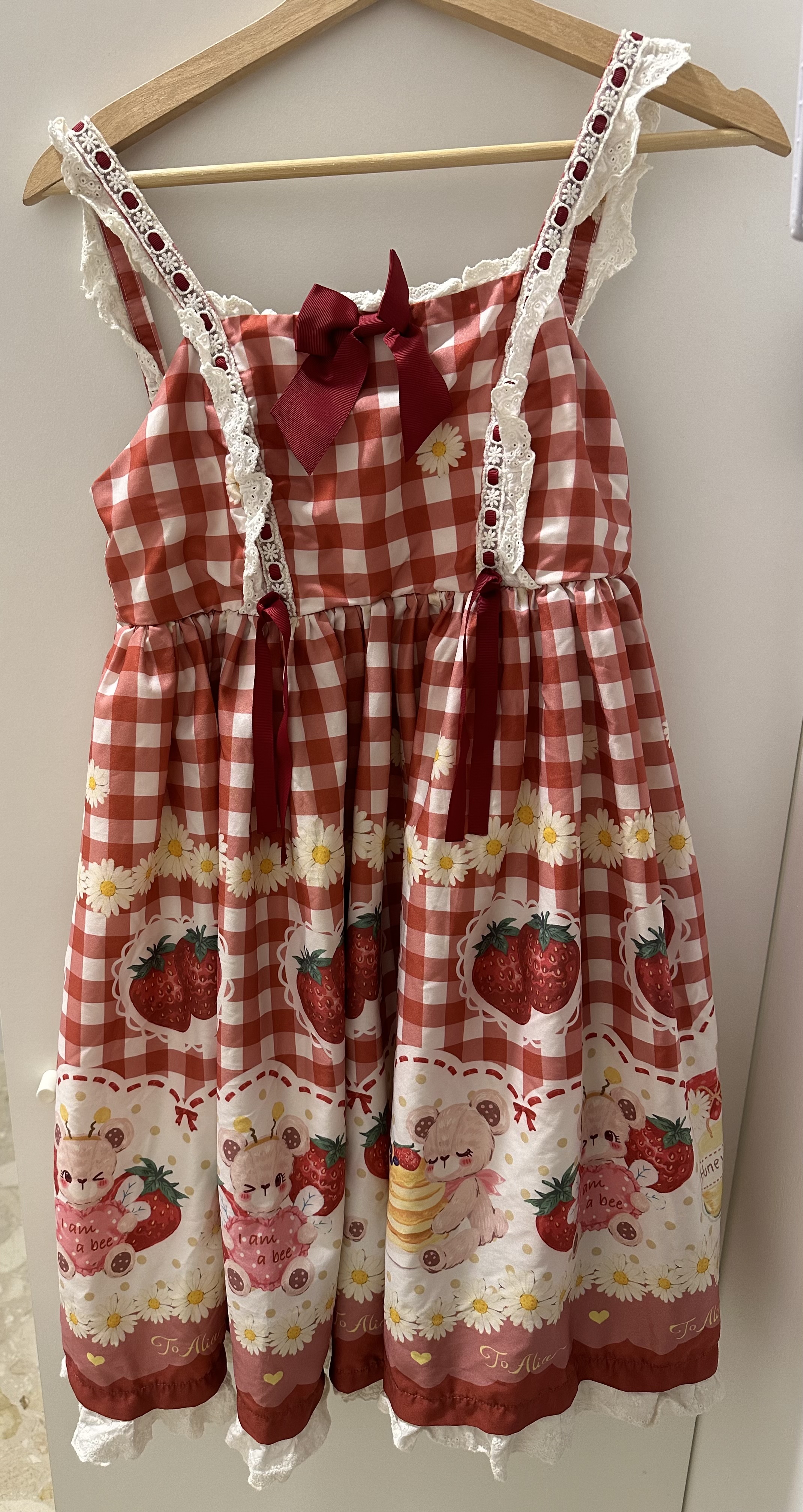 To Alice Strawberry Lolita EGL Cottagecore Red Dress - Photo 3