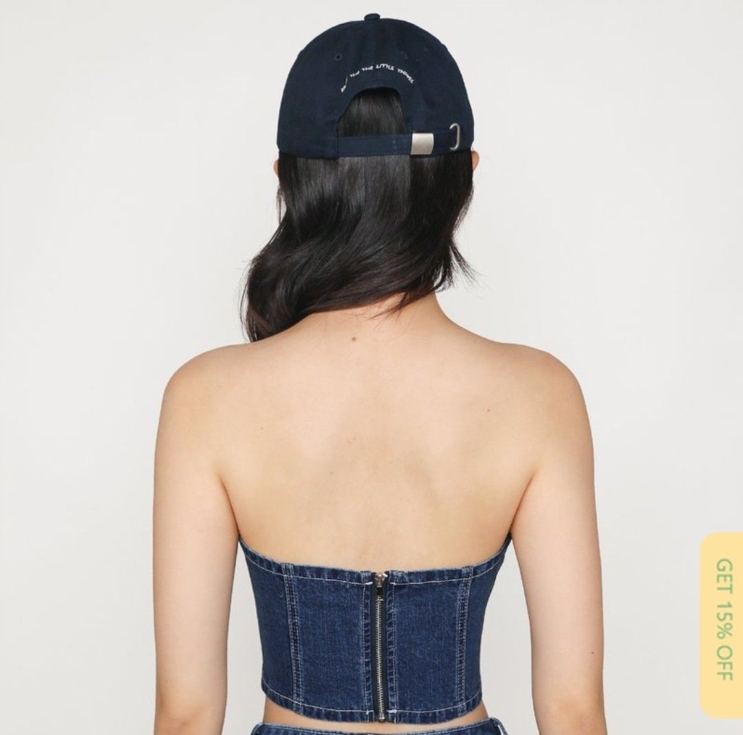 THE TINSEL RACK TTR Gabrielle Denim Tube Top (Dark Wash) in Size XS - Photo 3