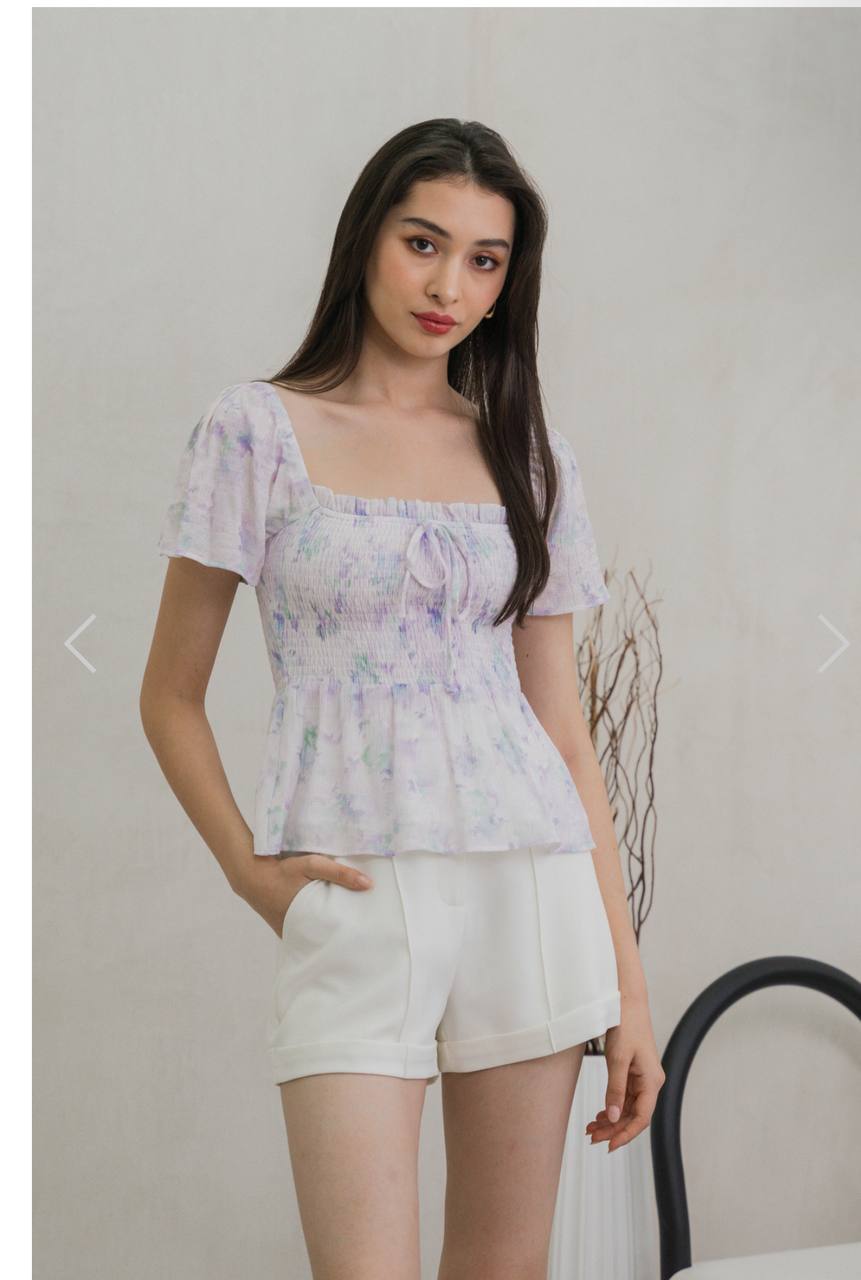 THE STAGE WALK TSW AFTERGLOW PASTEL SMOCKED TOP IN LAVENDER 