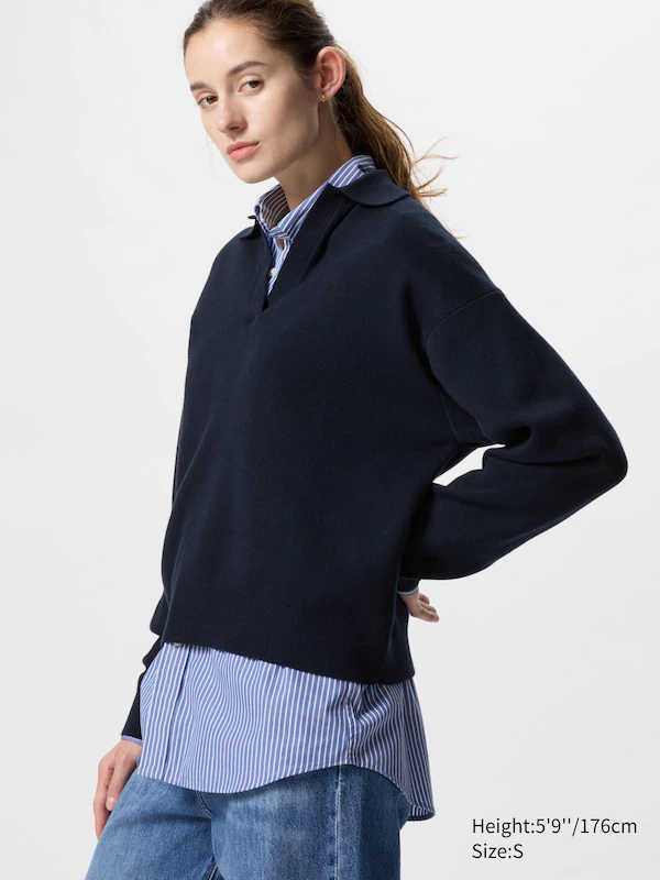 Uniqlo Uniqlo Navy V-Neck Sweater - Photo 2