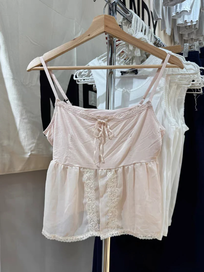 Brandy Melville Brandy Melville Pink Lace-Trimmed Camisole - Photo 2
