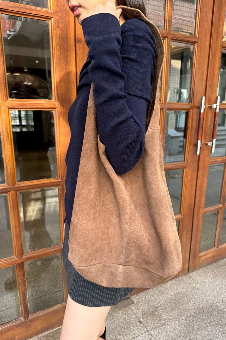 Brandy Melville Minimalist Brown Suede Tote Bag - Photo 2