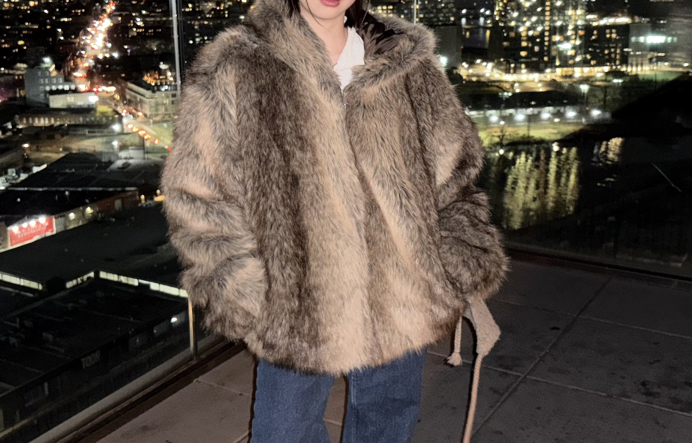 Urban Outfitters Oversized Faux Fur Coat with Hood