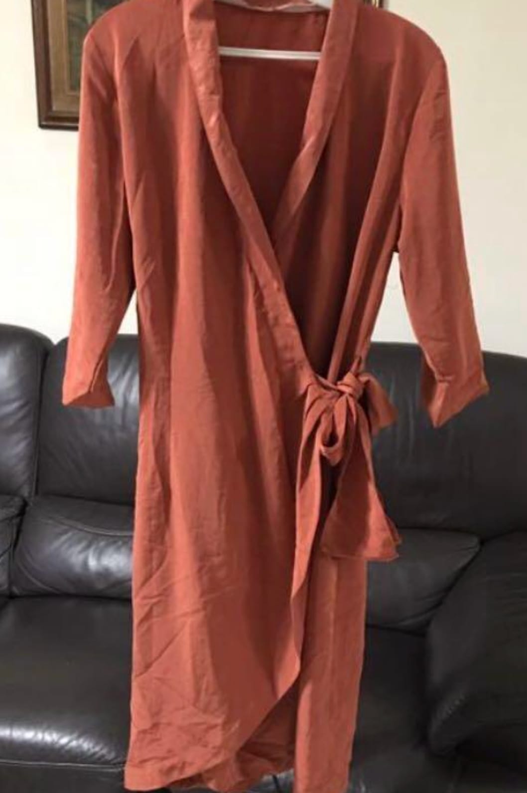Chic Rust-Colored Wrap Dress
