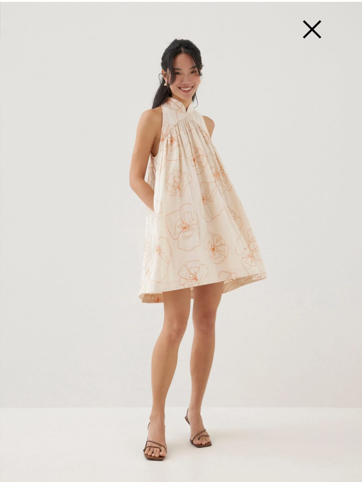 Love bonito Martina Embroidered Mandarin Collar Mini Dress