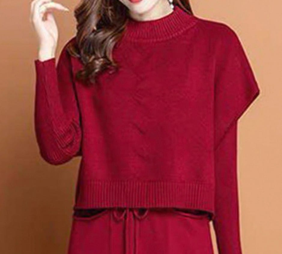 Chic Red Knit 2 in 1 Sweater Dress