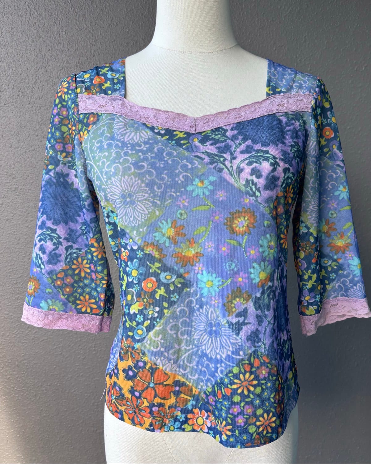 Vintage Thrifted Y2K Patchwork Top