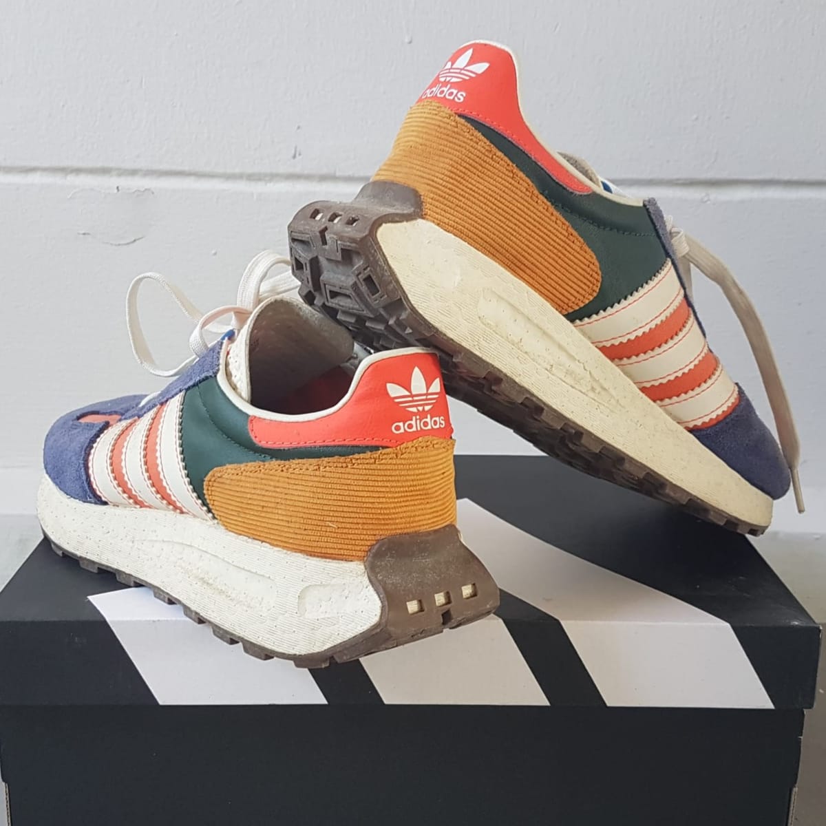Adidas Retro Adidas RETROPY E5 Racing Boost Sneakers, Multicolor Running Shoes, Cosmopolitan, Blue, White, Orange, US 9, UK 8.5, EU 42.5, JP 270, Sleek Design, Streetwise, Sophistication, Timeless Appeal, Pop Culture, Hip Hop, Rock Star, Urban Style - Photo 3
