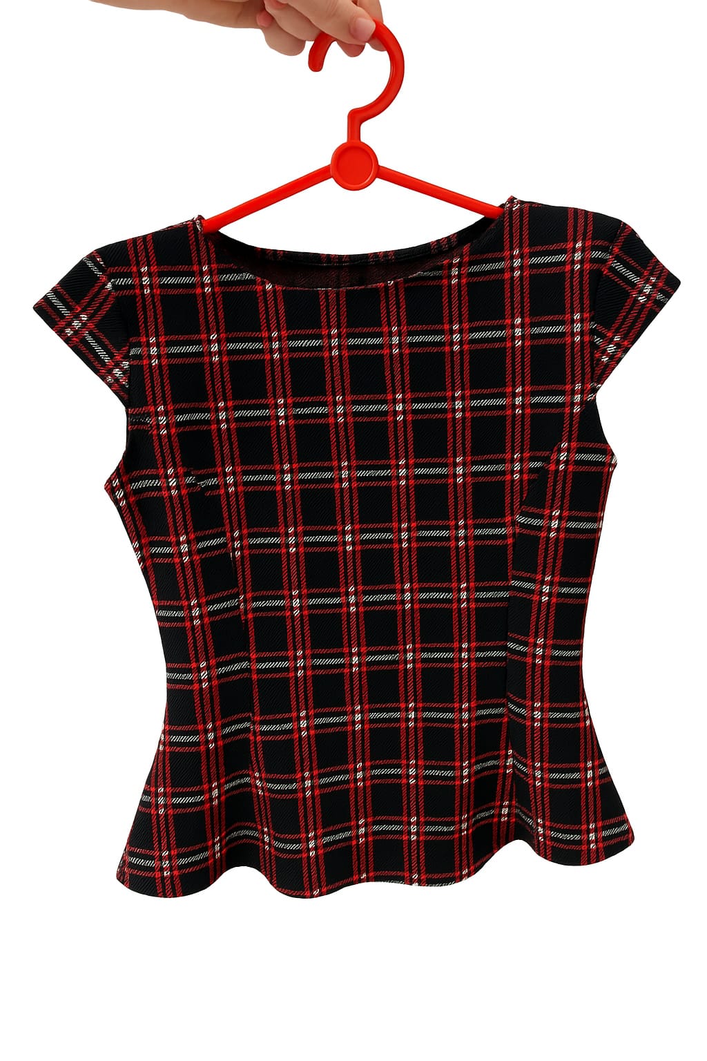 TEMT Plaid Red & Black Cap Sleeve Top - Photo 2