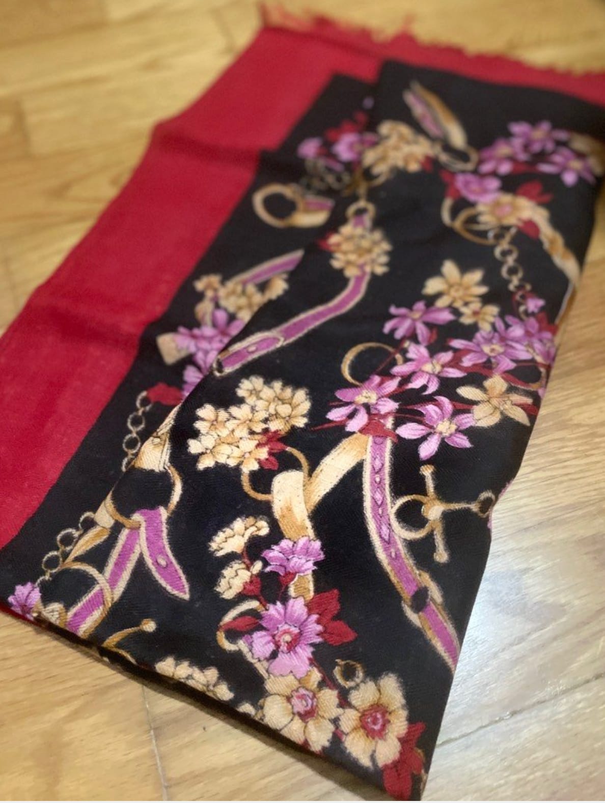 Floral Vintage Scarf with Bold Prints