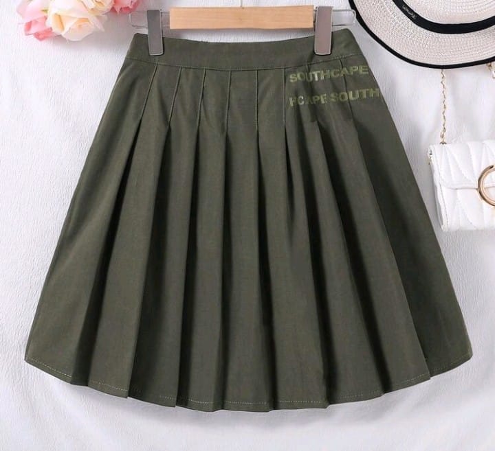 Chic Olive Pleated Skirt