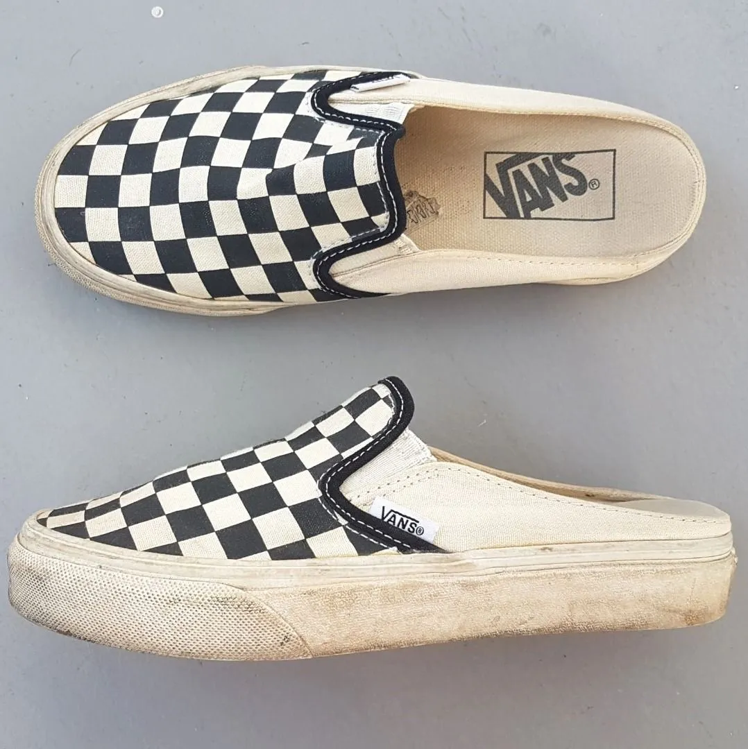 VANS Retro VANS Black & White Shoes, Cosmopolitan, Checkerboard Designer Sneakers, Classic Slip-On Mule, Cool Sliders, US 5.5, UK 3, EUR 35, CM 22, or US 4 Male, Old Skool, OFF THE WALL, Pop Culture, Hip Hop, Rock Star, Cult Street Fashion, Everyday Shoes - Photo 5