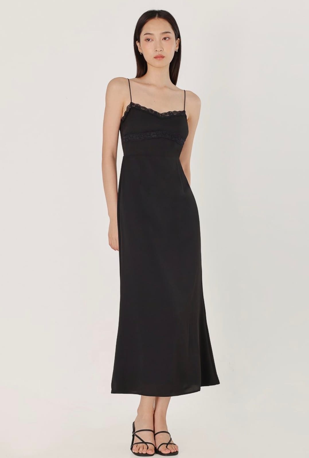 Lovet Padded Lace Trim Maxi Dress
