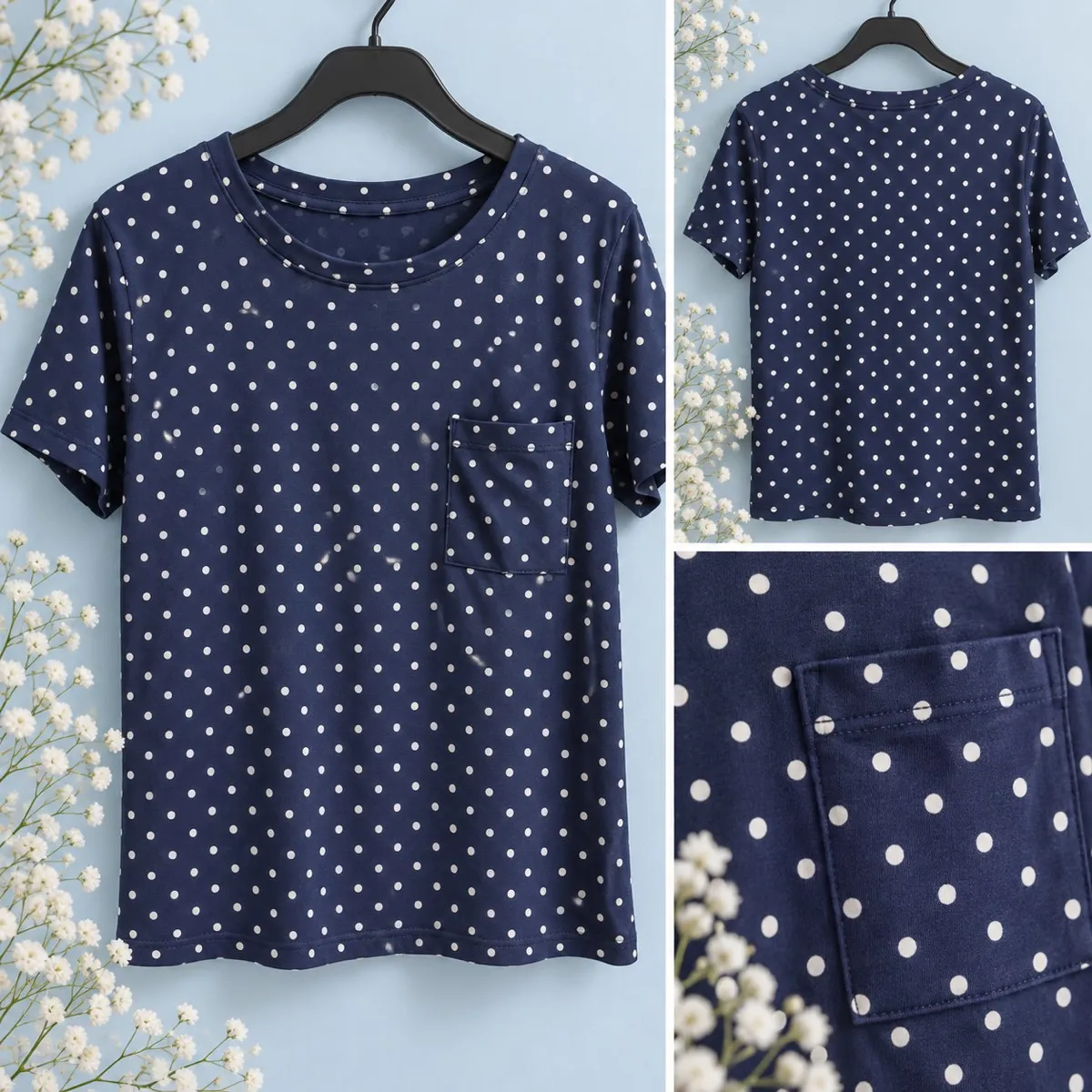 Chic Navy Polka Dot Tee