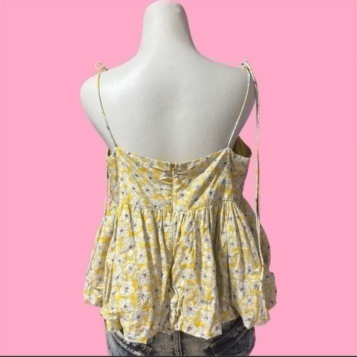 Yellow Floral Peplum Tank Top - Photo 2
