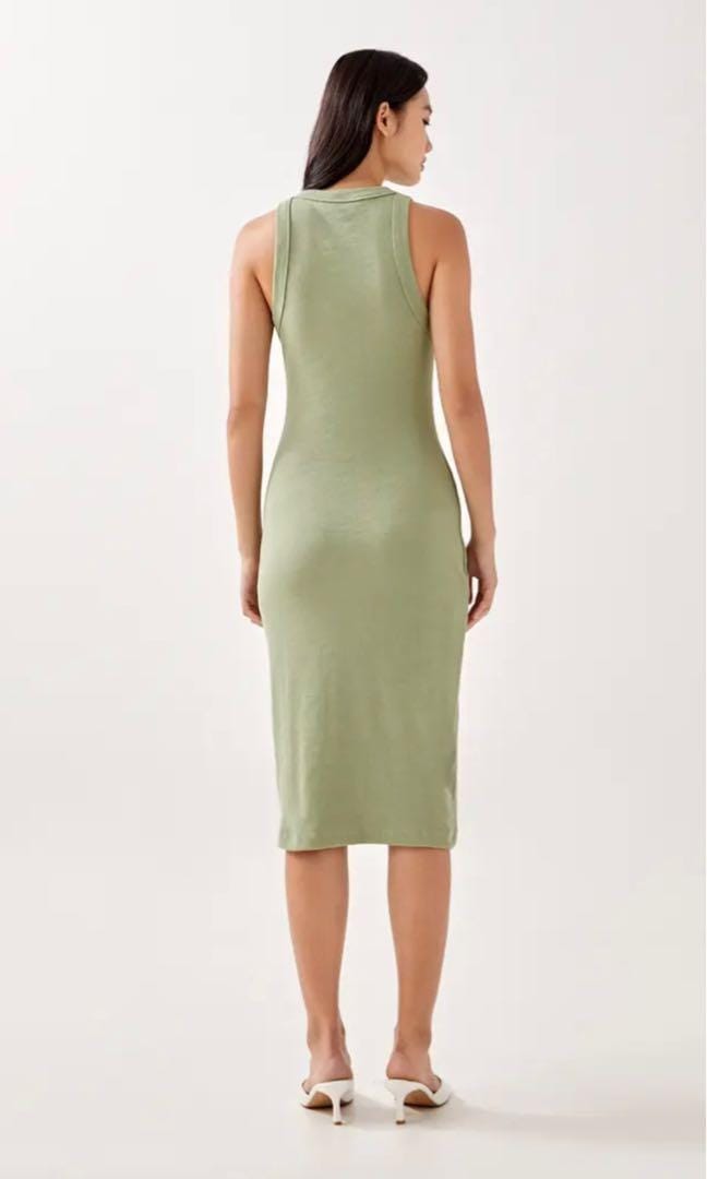 Love, Bonito LoveBonito Ternia Ribbed Bodycon Dress In Sage in Size XS - Photo 3