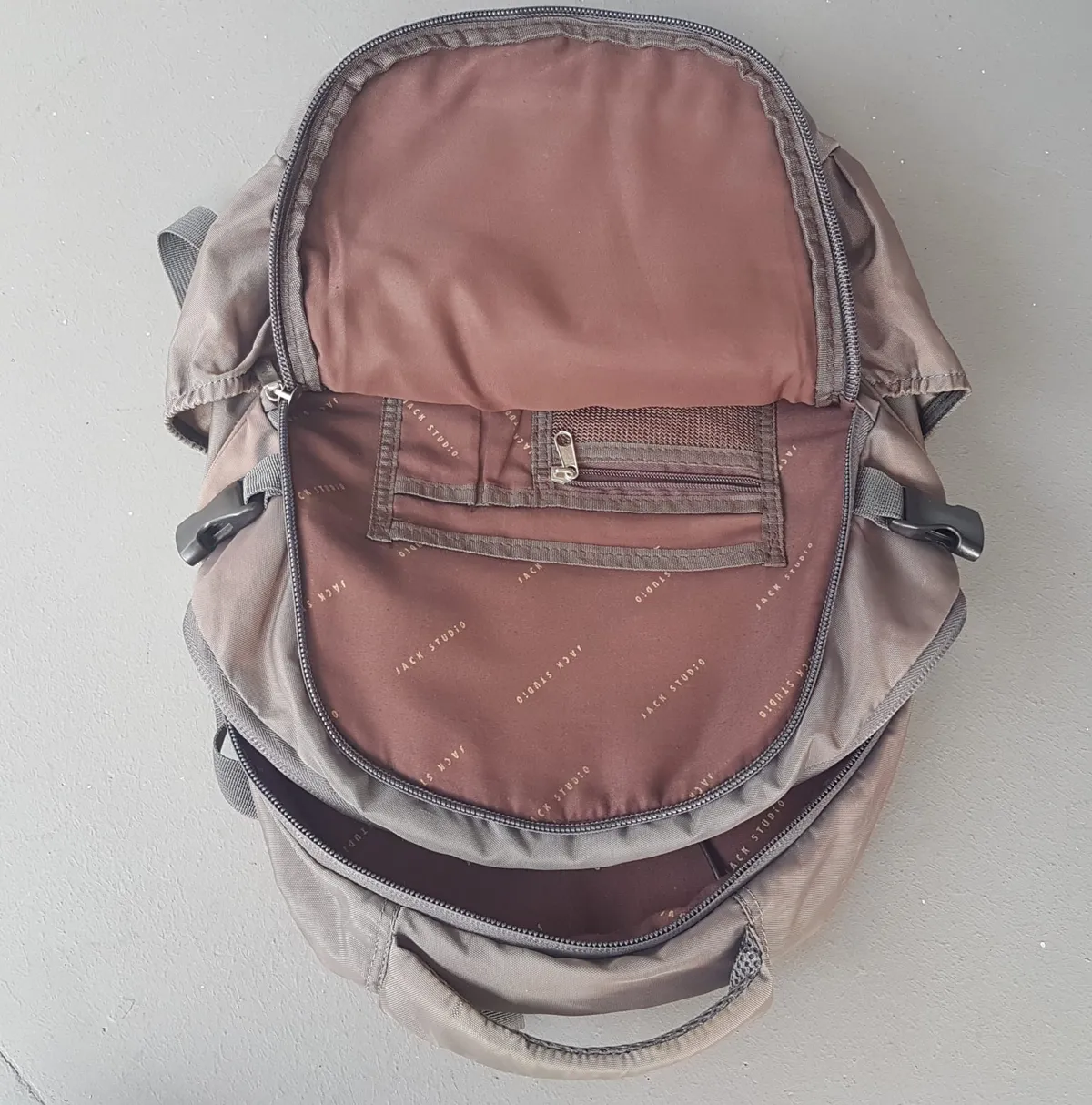 Jack Studio Original JACK STUDIO Backpack, Cool Taupe Gray Haversack, Cosmopolitan, Waterproof, Multiple Compartments, Multiple Zippers, Multi-Tier Organizational Pockets, Side Compression Buckle, Laptop, Travel Pack, Everyday Bag, Sophistication, Streetwise - Photo 6