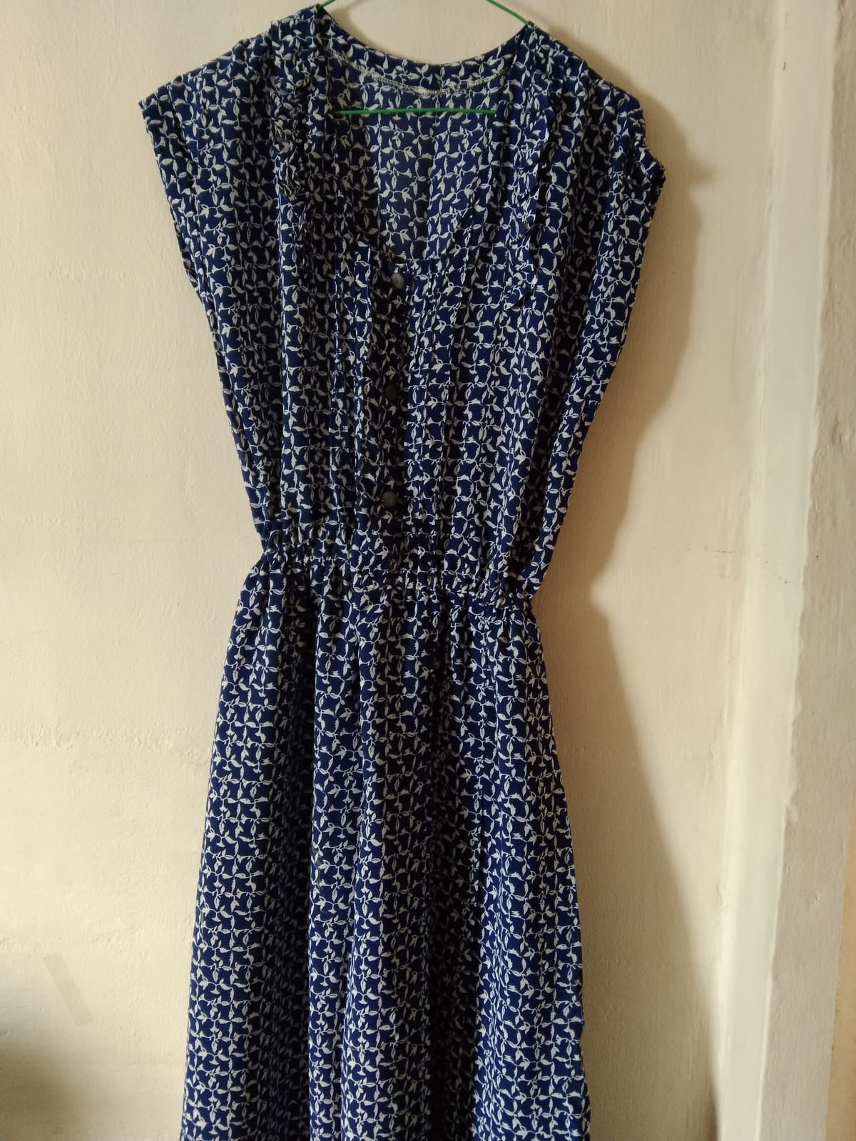 Flowy Printed Navy Dress - Photo 2