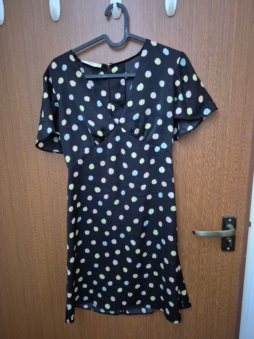 Chic Mango Polka Dot Satin Dress (XS)