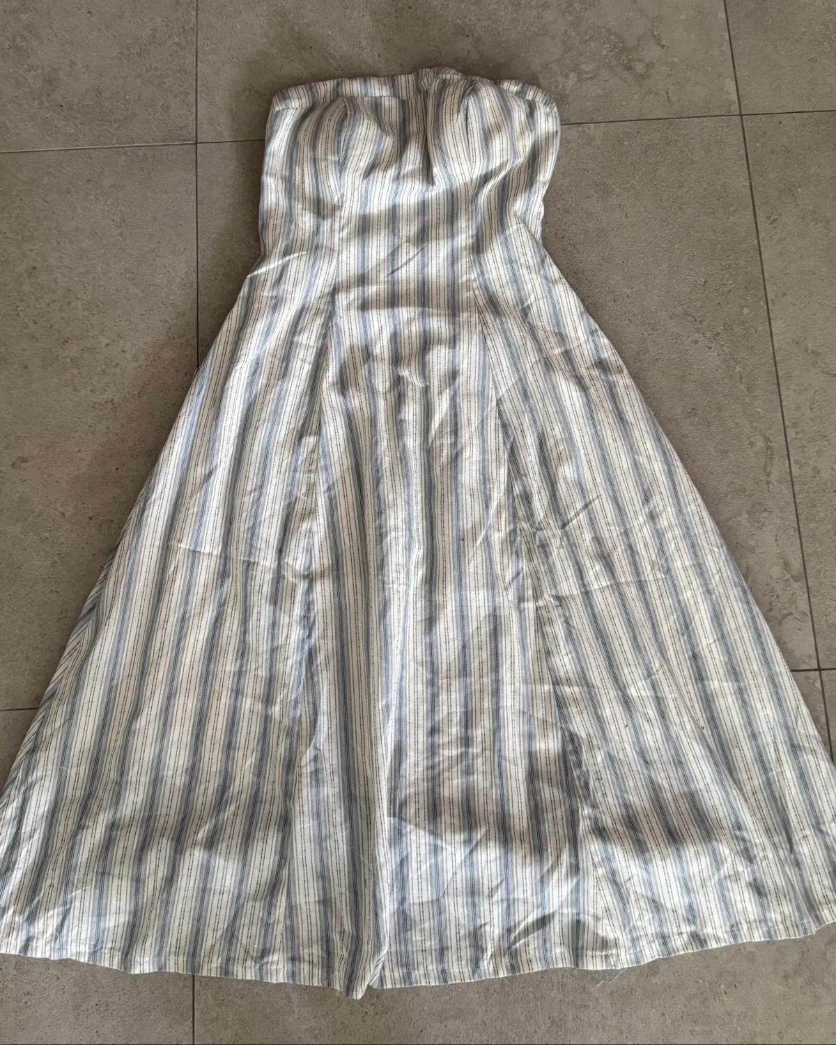 Classic Striped Strapless Maxi Dress