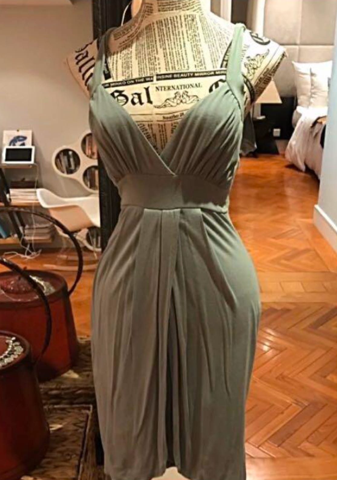 Elegant Sage Green Midi Dress