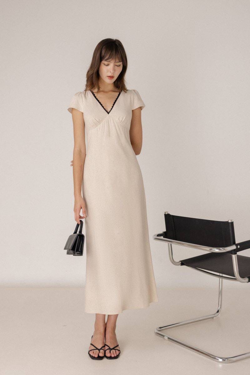 Lovet Mica Lace Trim Cap Sleeve Maxi Dress    - Photo 2