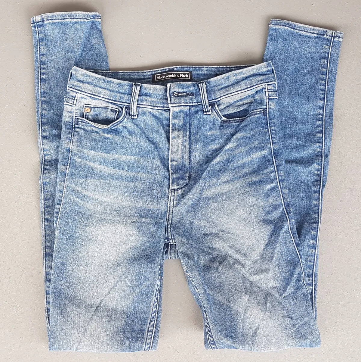 Abercrombie Original Abercrombie & Fitch Denim Jeans, Signature Collection, W24, L29, High Rise Super Skinny Jeans, Cosmopolitan, Cool Stretchable Bottoms, AF Bootcut Model, Sophistication, Streetwise, Pop Culture, Hip Hop, Rock Star, Timeless Classic, Urban Style