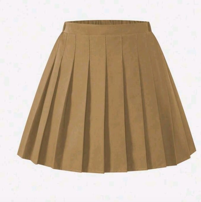 Chic Pleated Beige Skirt