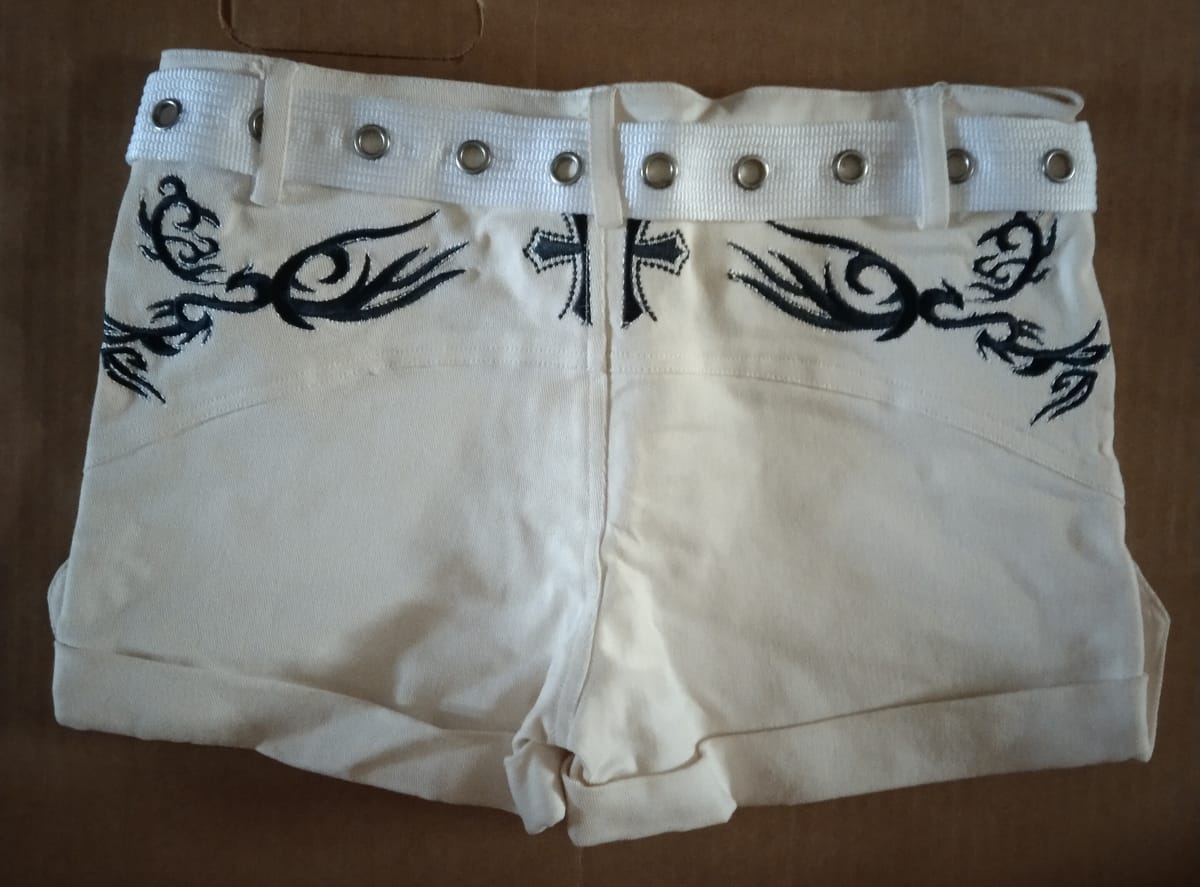 Edgy Embroidered White Shorts