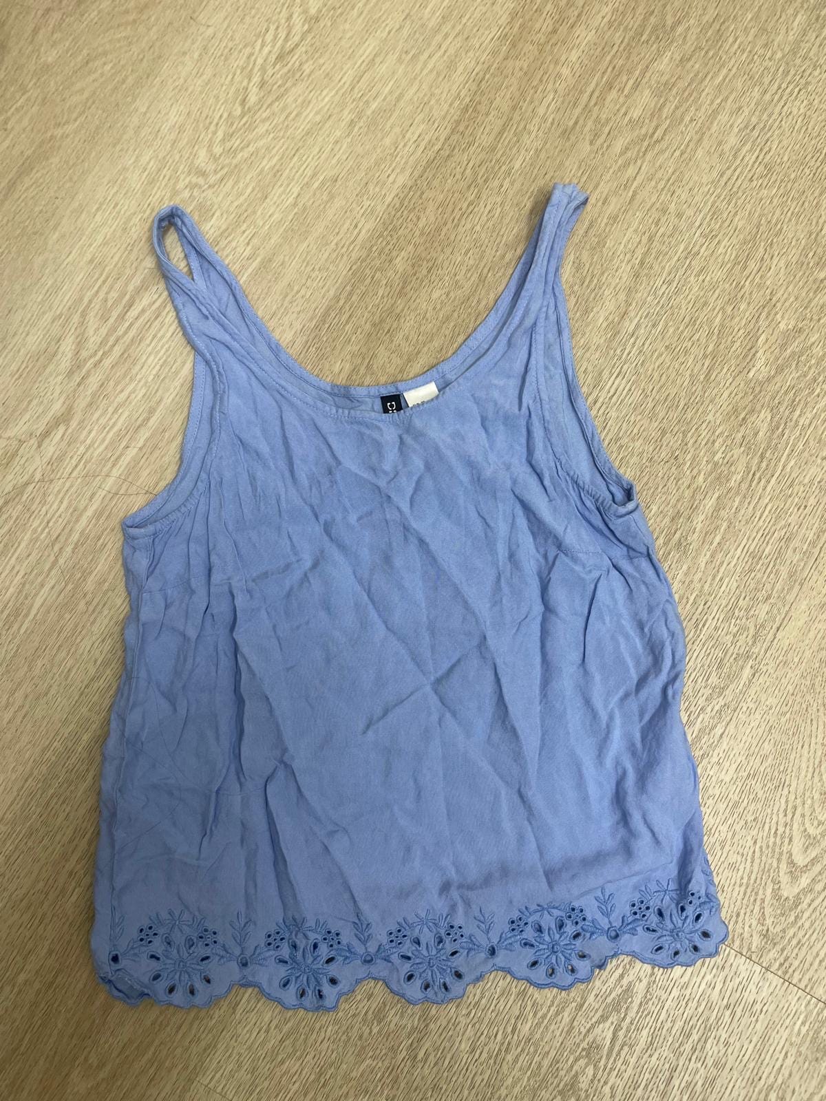 Soft Blue Embroidered Tank Top