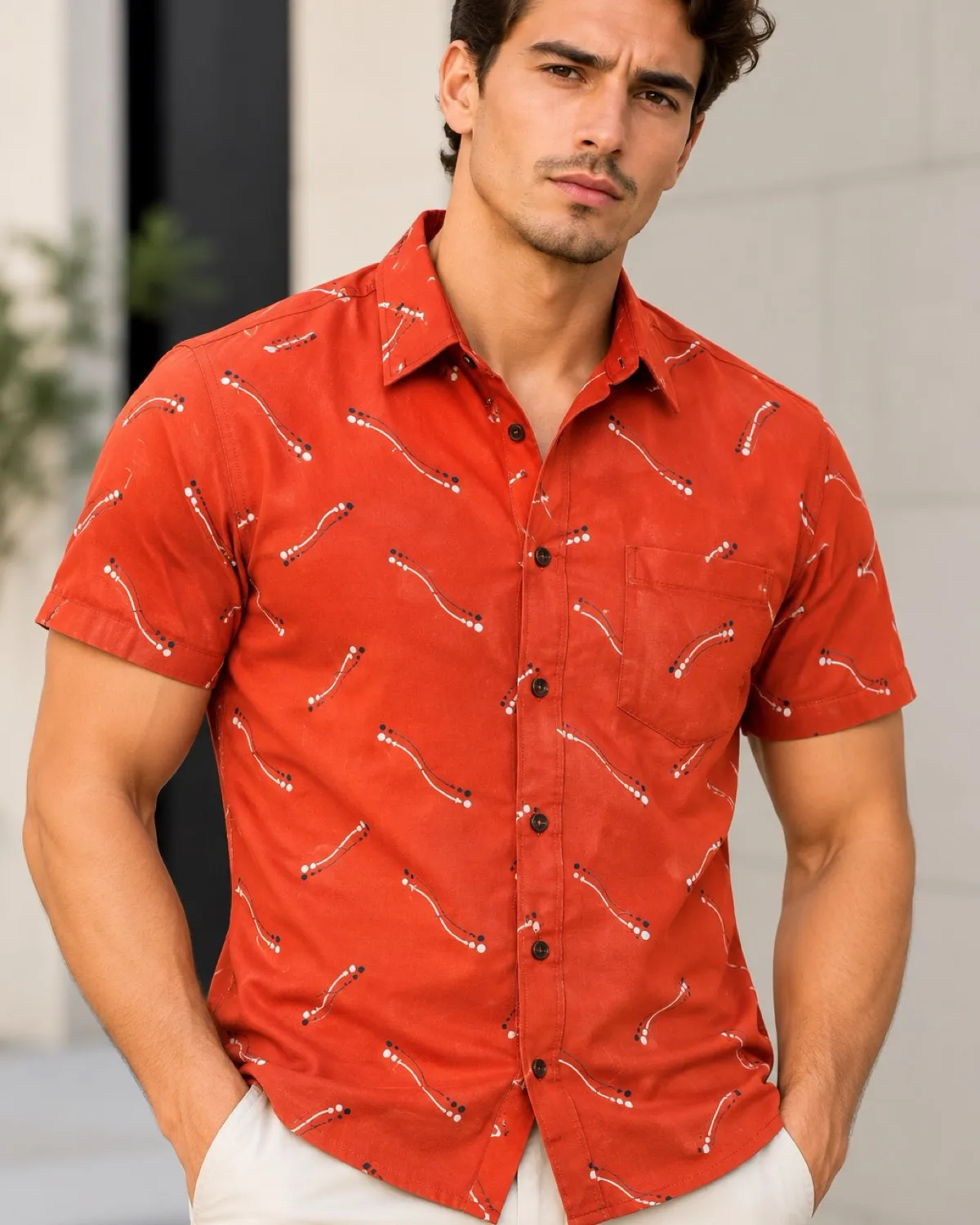 Chill Vibes Red Patterned Shirt