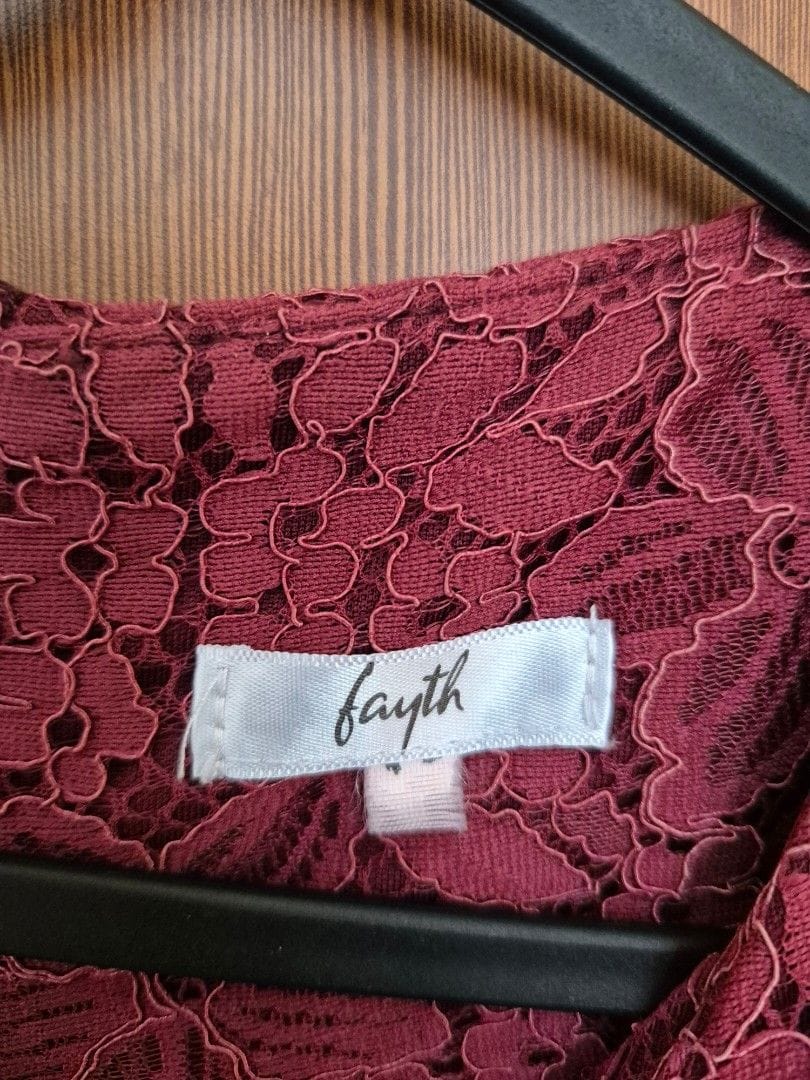 Fayth Fayth Maroon Lace Dress - Classy & Perfect for a Night Out - Photo 4