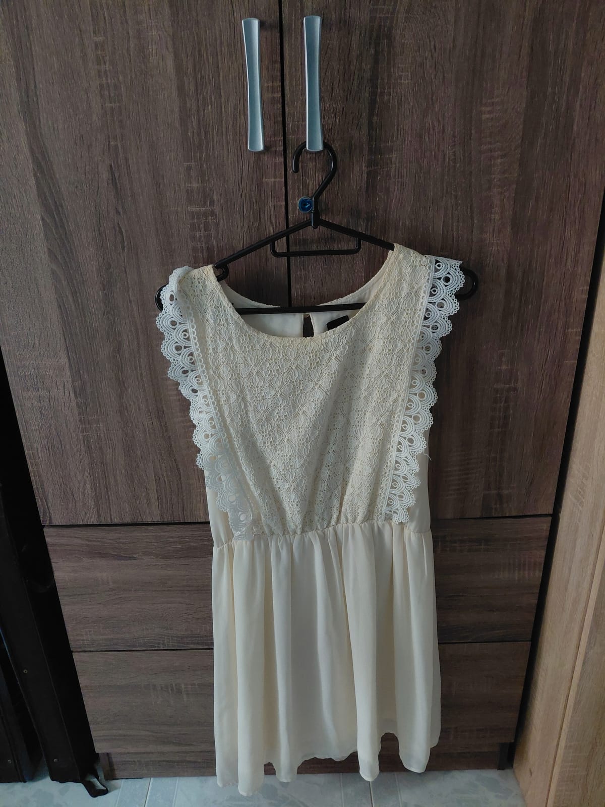 LaLu Cream Lace Sleeves Dress