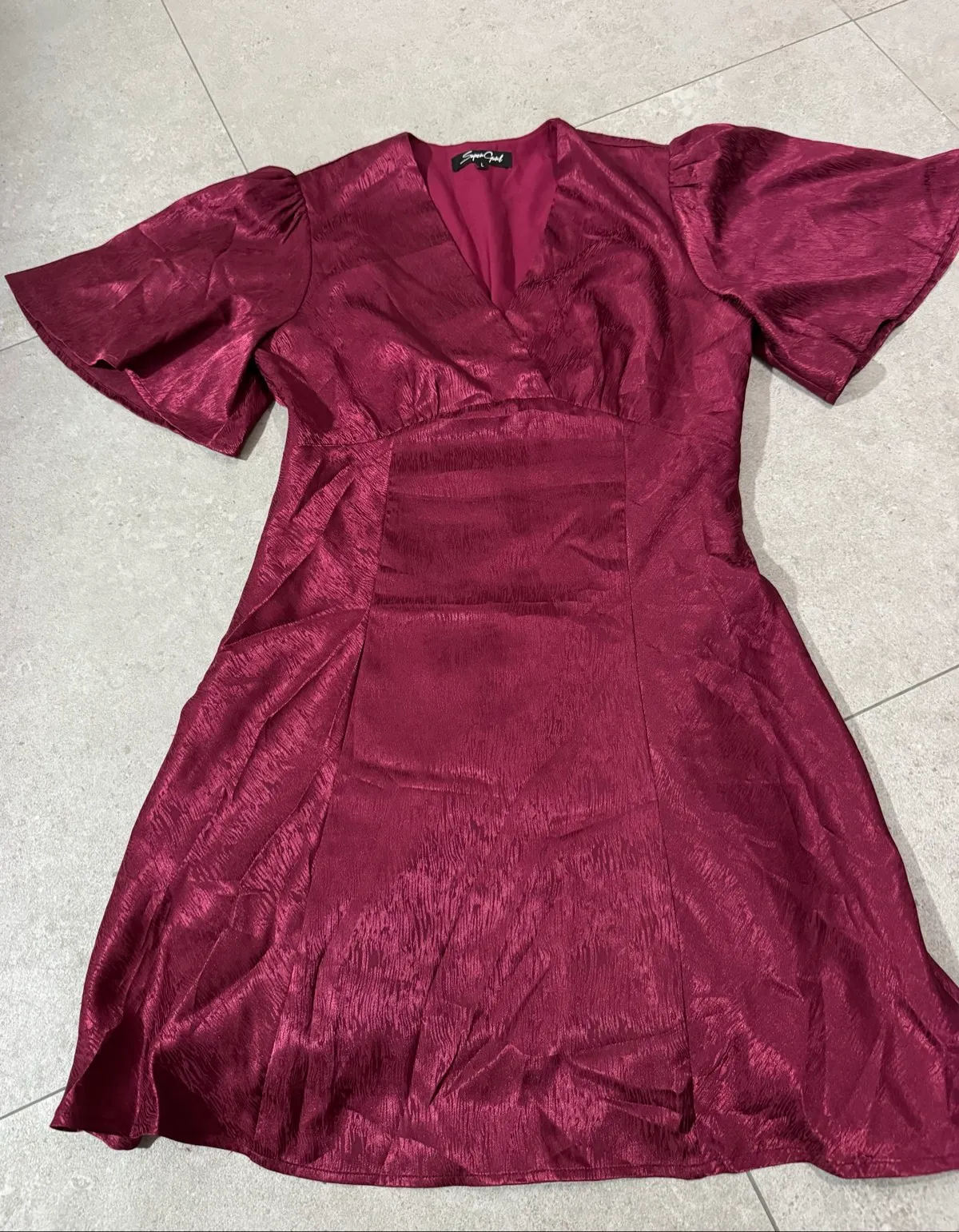 Supergurl Chic Burgundy Satin Dress