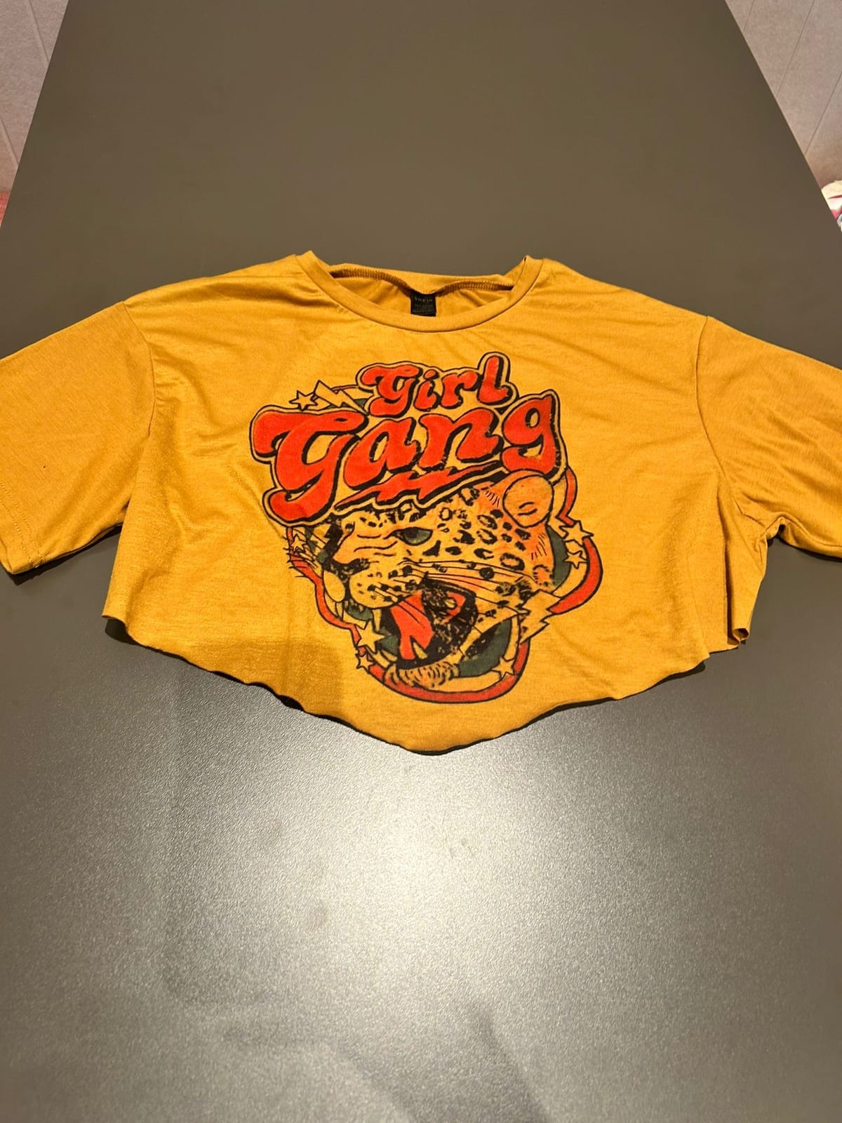Mustard Yellow 'Girl Gang' Cropped Tee