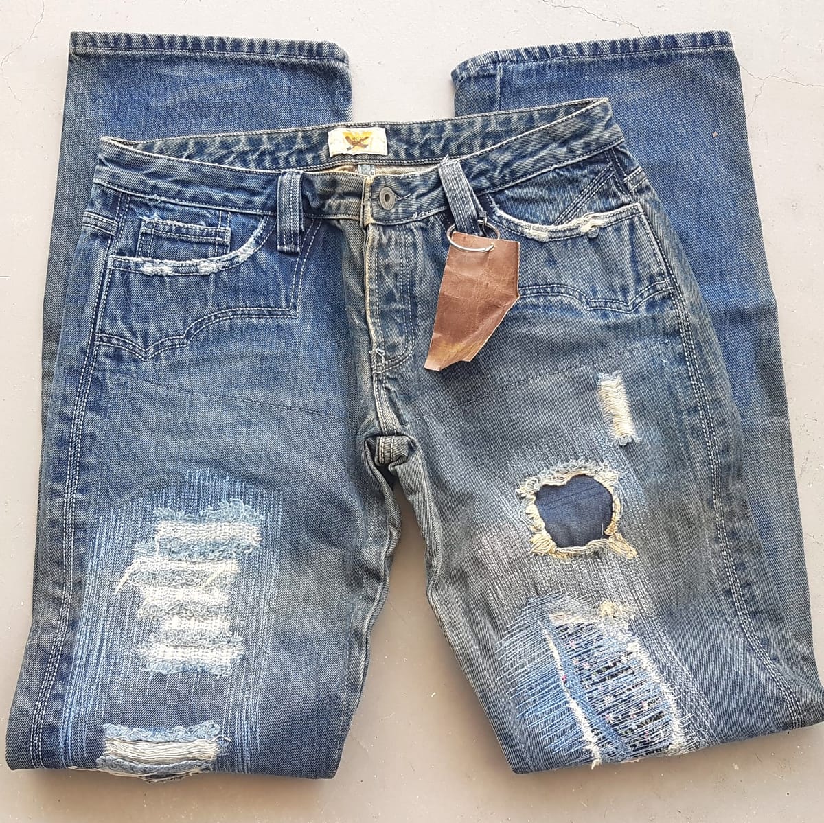 ANTIK Vintage ANTIK Denim Jeans, Made in USA, Cool Distressed Patchwork Bottoms, Size 28, Cosmopolitan, Unique Custom Handmade Designer Wear, Sophistication, Nostalgic Appeal, Retro Pants, Timeless Classic, Luxury Living, Pop Culture, Cult Street Fashion - Photo 8