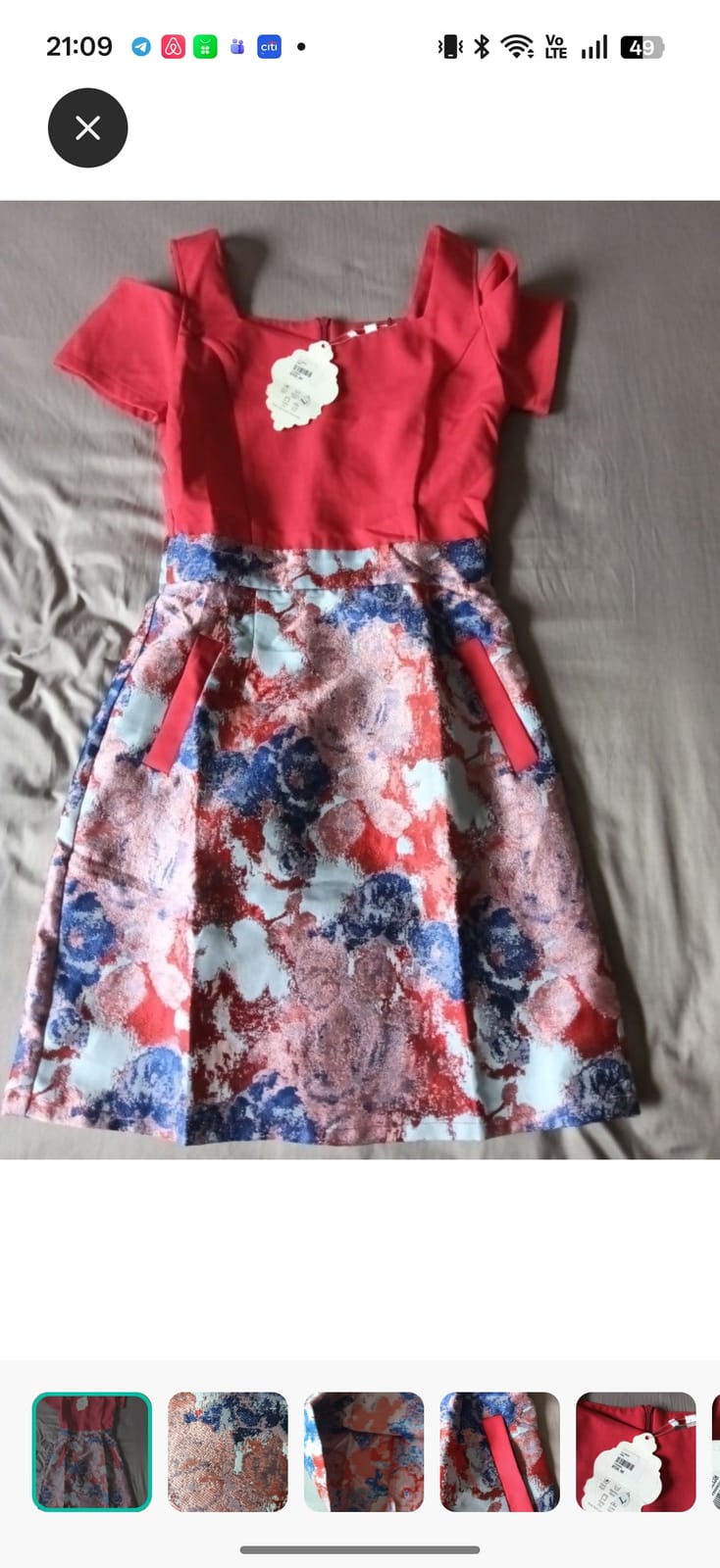 Bnwt Chic Red and Floral Midi Dress